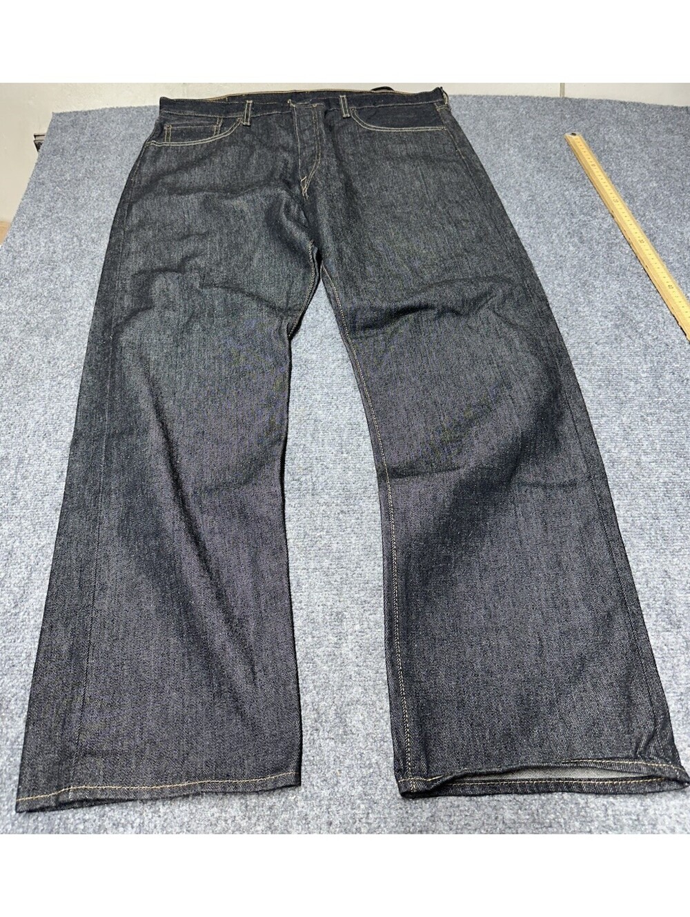 Levis 501 Original Fit Jeans Mens 40x32 Dark Wash Black Straight Leg
